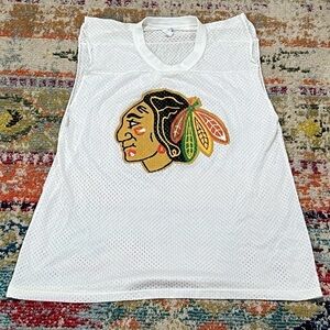 Vintage 1980s Chicago Blackhawks NHL Hockey Sleeveless Jersey / Shirt